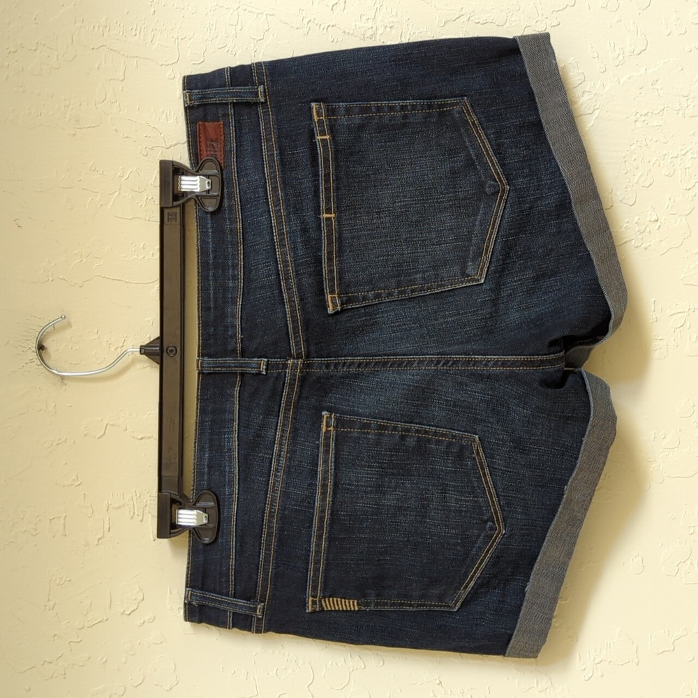 PAIGE Dark Wash Jimmy Jimmy Double Rolled Hem Jean Shorts Size 30 - Picture 5 of 9
